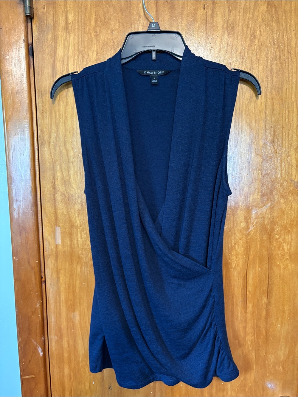 41 Hawthorn Benni Wrap Front Ruched Knit Top - Navy - Size M